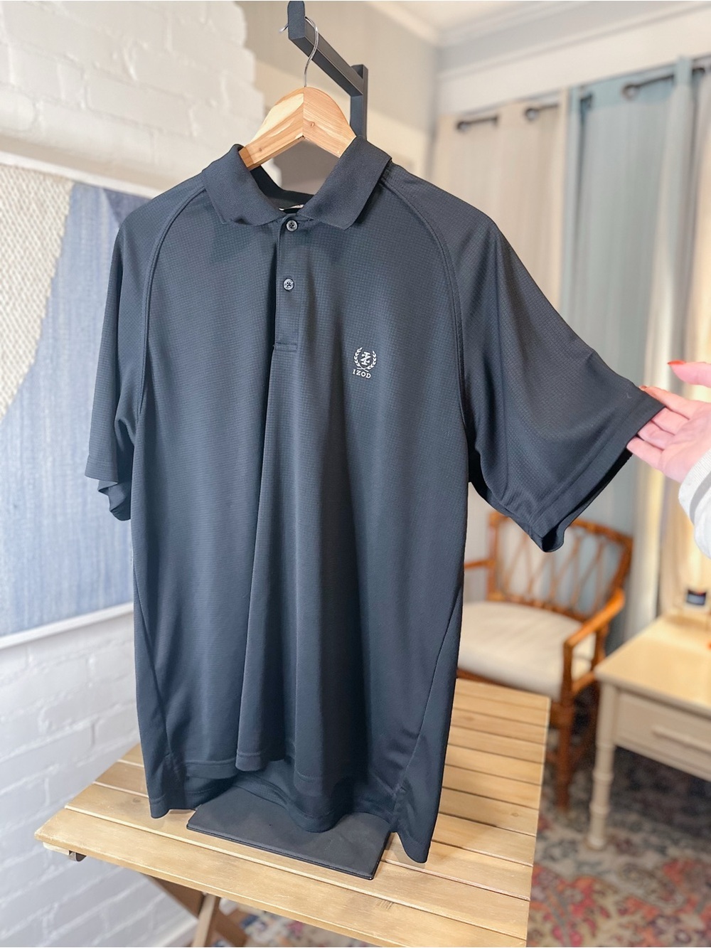 Izod Black Short Sleeve Collared Polo Shirt